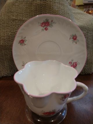 Staffordshire Sweetheart Rose - Teacup And Saucer Crown Fine Bone China