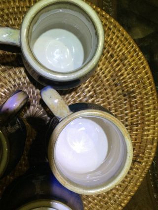 Stoneware Pedestal Coffee Mugs Drip Glaze Blue Brown & Beige EUC Qty Of 1@bid 4