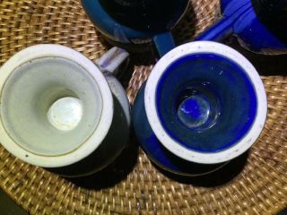 Stoneware Pedestal Coffee Mugs Drip Glaze Blue Brown & Beige EUC Qty Of 1@bid 5