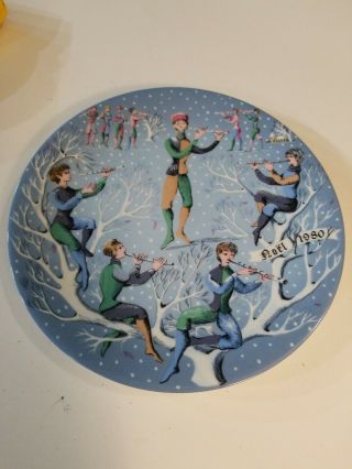 Vintage 1980 Haviland Limoges 12 Days Of Christmas 11 Pipers Piping Plate 8.  5 "