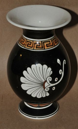 Vintage Greek Art Pottery Vase Greece Eaahnikh Texnh Hand Painted Artist Signed 2