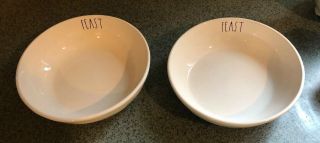 Rae Dunn – Feast Pasta Salad Dinner Bowls - Set Of 2 White Ceramic