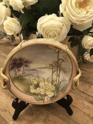 Nippon Vintage Moriage Hand Painted Floral Decorative Bowl W/gold Hand Painted