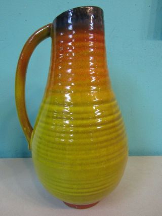 Mid - Century Modern Early American Haeger Ceramic Pottery Vase Flame Ombre Yellow