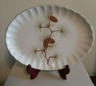 Vintage Early W S George China Platter Pinecone Design Rippled Edge - - Piece