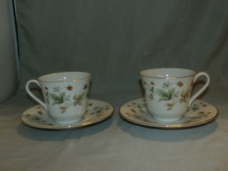 2 Vintage Royal Doulton Strawberry Cream Cups And Saucers Tc1118
