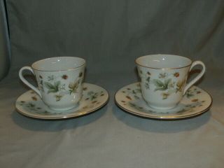 2 Vintage Royal Doulton Strawberry Cream Cups and Saucers TC1118 2