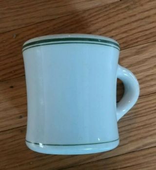 Vintage Sterling China White Green Stripe Restaurant Ware Coffee Cup Mug