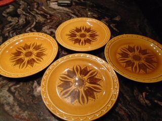 Vintage Homer Laughlin Golden Harvest 4 Dinner Plates 10 " Gently