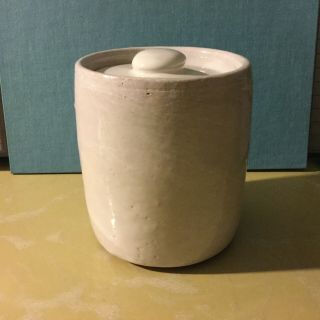 Vintage 1950/1960s Bybee Pottery 5” Tobacco Jar/humidor - White - Unusual Mark