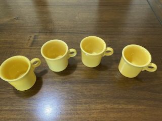 4 Fiesta Ware Homer Laughlin Usa Ring Coffee Mugs Cups Yellow