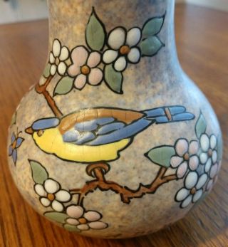 Antique A.  Dubois Belgium Art Deco Enameled Stoneware Vase 5 