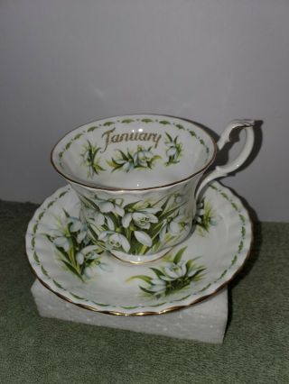 Royal Albert January Flower Of The Month Cup & Saucer Snowdrops