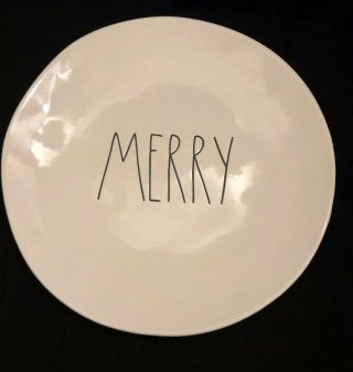 Rae Dunn Merry Ceramic Dinner Plate Christmas Holidays 11” Xmas