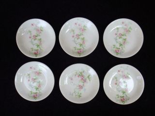 Set Of 6 Vintage Wm Guerin Limoges France Porcelain Floral Butter Pats