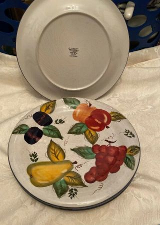 Oneida Vintage Fruit 10.  5 " Plate Hand Painted - 4 Plates