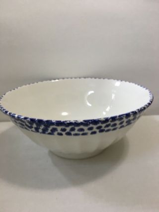 Crate And Barrel 9 1/2 Inch Wide Blue And White Serving Bowl