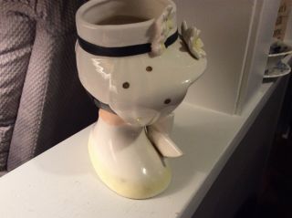 Vintage Relpo Head Vase - Young Girl With Hat & Bow - K1096 (issues) 5.  5” 5