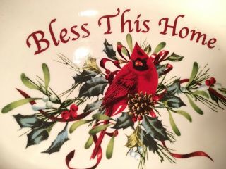 Lenox Winter Greetings Bless This Home Tray Cardinal Bird Platter