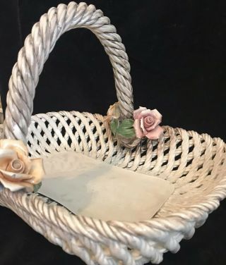 Capodimonte Vintage Porcelain Flower Basket From Italy