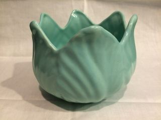Vintage Art Pottery Turquoise Green Tulip Vase /planter.