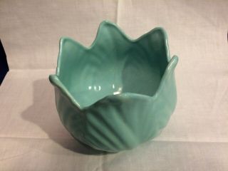 Vintage Art Pottery Turquoise Green Tulip Vase /Planter. 2