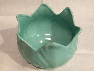 Vintage Art Pottery Turquoise Green Tulip Vase /Planter. 4
