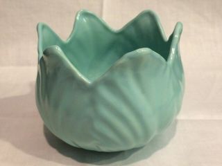 Vintage Art Pottery Turquoise Green Tulip Vase /Planter. 5