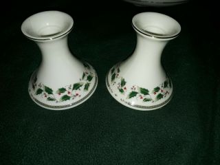Two Royal Limited Holly Holiday Home For The Holidays Candle Sticks 3 3/4 "