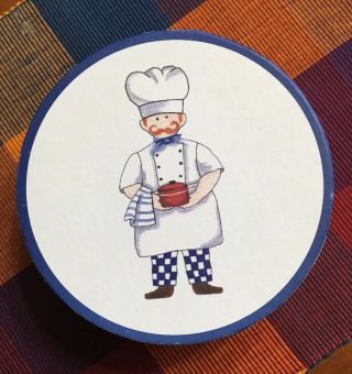 Bia Cordon Bleu Blue/white - Chef Motif - Bon Appetite - 4 Bread Plates