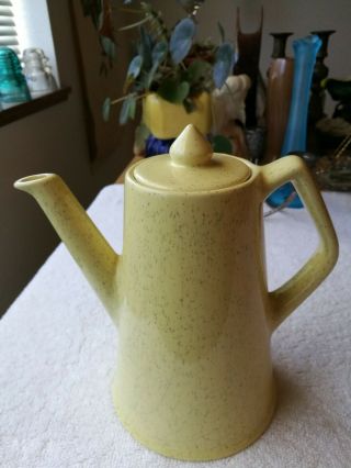 Vtg Mid - Century Modern Yellow Bauer Pottery Speckleware Teapot