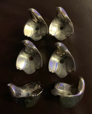 Set Of 6 Small Dansk Design Japan Bird Silver Plate Candle Holders
