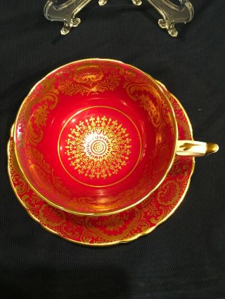 Red Gold Ornate Paragon Tea Cup and Saucer 2