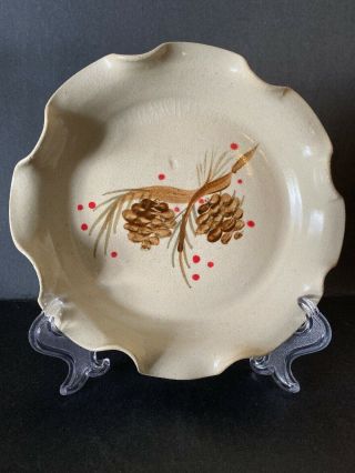 Owens Pottery Seagrove,  Nc Pincone Dish Ruffle Edge Plate Nuts Holiday