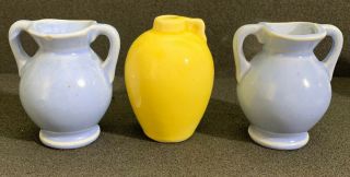 Shawnee Pottery Miniature (3) Jug and Two Handled Vases Vintage 1930’s / 40’s 4