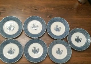 Set of 7 Currier and Ives Steamboat Saucers 6 