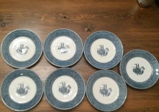 Set of 7 Currier and Ives Steamboat Saucers 6 