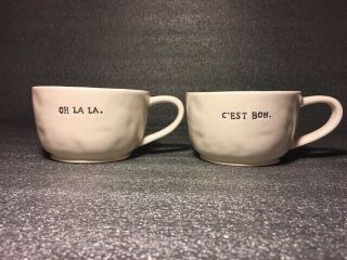 Rae Dunn Vintage Leaf Cappuccino Mug By Magenta - 2 Mugs - Oh La La & C 