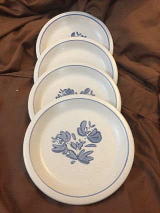 Set Of 4 Pfaltzgraff Yorktowne Usa Salad Plates Stoneware Blue Plate C 1967