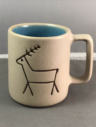 Pigeon Forge Pottery Cup/mug Stoneware - Deer Blue Interior