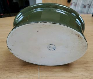 Vintage Hall Green Oval Covered Casserole Dish Bakeware USA with carrier 4