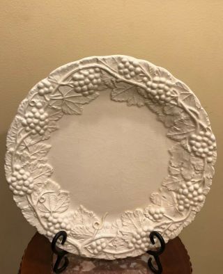 Vintage White Dinner Plate 10 1/2” Rim With Grapes Made In Italy