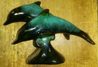 Blue Mountain Canadian Pottery Dolphins Couple With Waves With Label