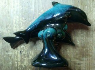 Blue Mountain Canadian Pottery Dolphins Couple With Waves with Label 2