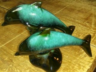 Blue Mountain Canadian Pottery Dolphins Couple With Waves with Label 3