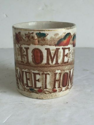 Antique Staffordshire Pottery Mug Home Sweet Home Applied Handle 19thc