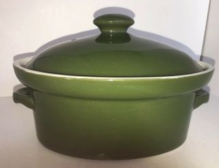 Vintage Dark Green Hall Small Casserole Dish With Vented Lid 6.  5”