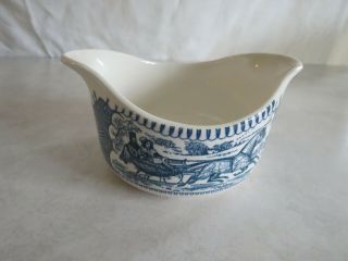 Royal China Currier And Ives Blue Gravy Boat Winter Road