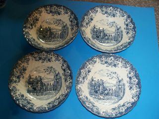 Johnson Brothers Coaching Scenes Transferware 4 Cereal Bowls Gate Keeper