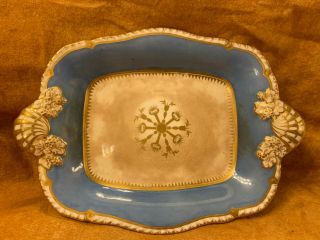 Vintage Fine China Rectangular Platter Blue & Gold